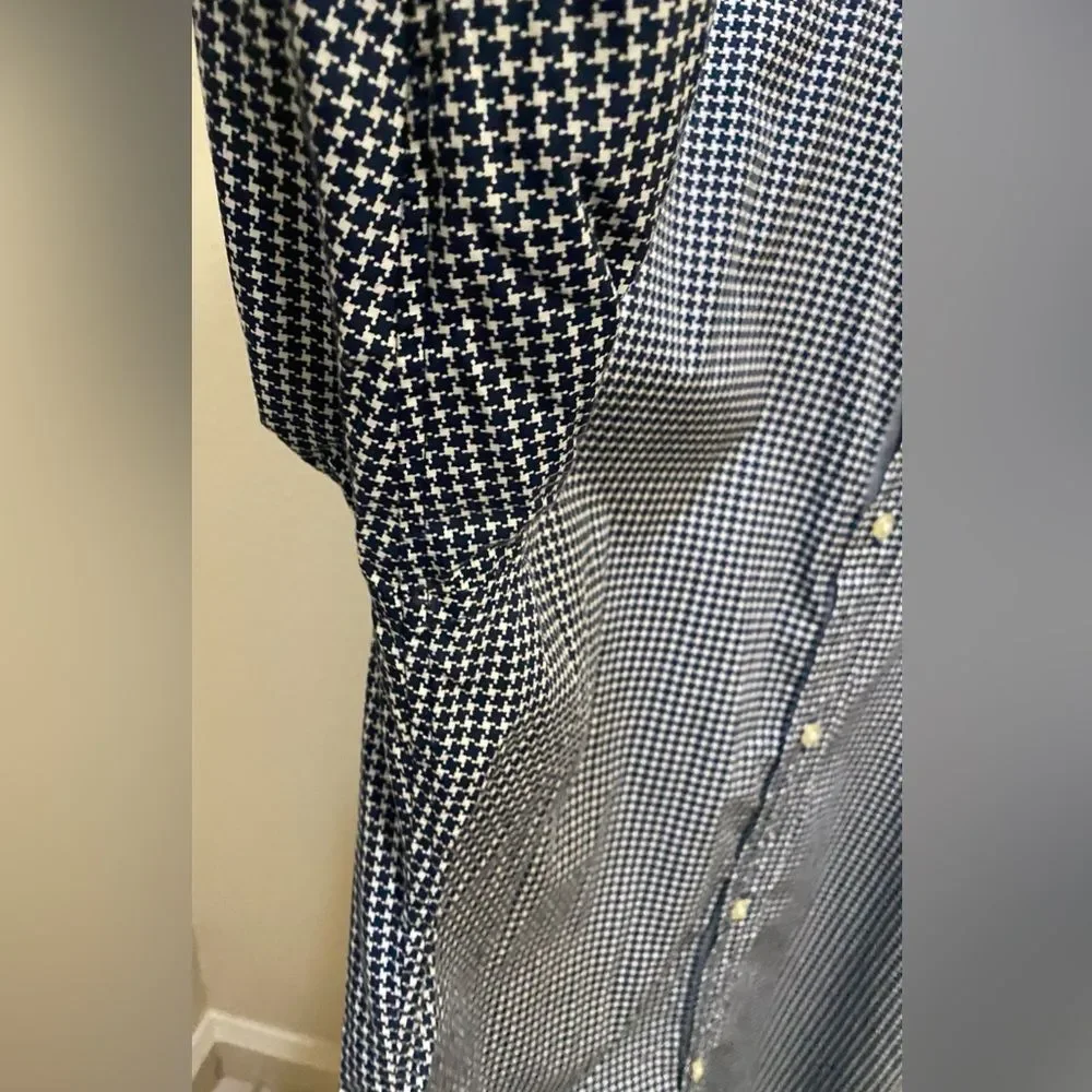 Banana Republic Navy Checkered Gingham Button Down Dress Shirt Men's Sz LT